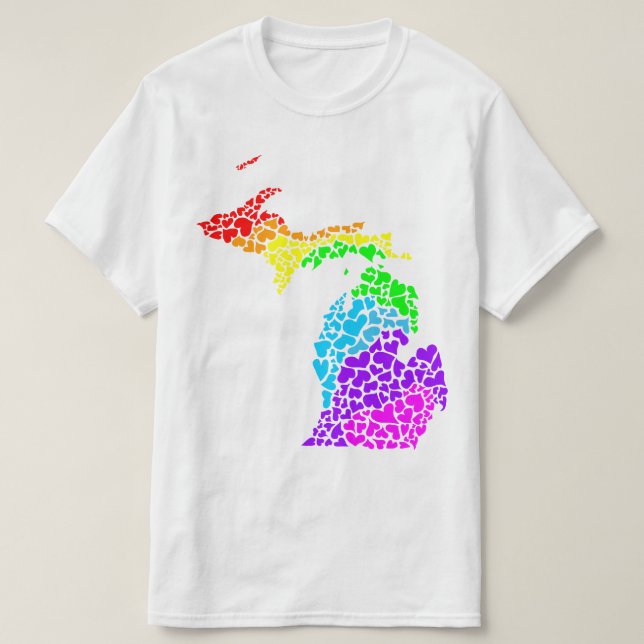 michigan pride : rainbow hearts T-Shirt (Design Front)