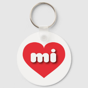 Michigan red heart - I love mi Key Ring