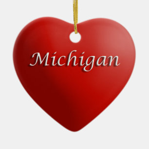 Michigan Red Heart Keepsake Ornament