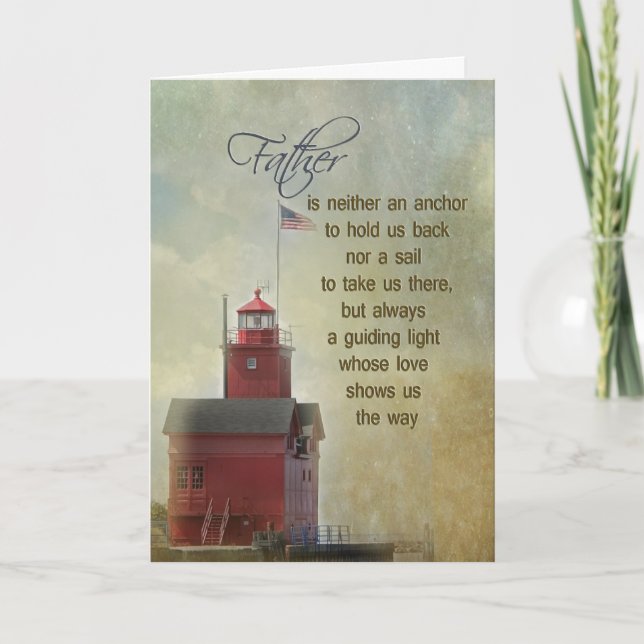 Michigan Red Lighthouse for Dad Card (Front)