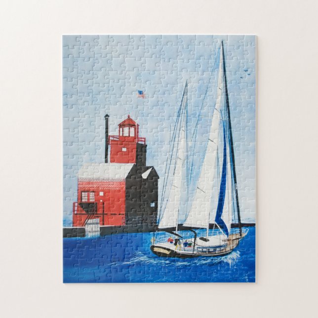 Michigan Red Lighthouse Jigsaw Puzzle (Vertical)