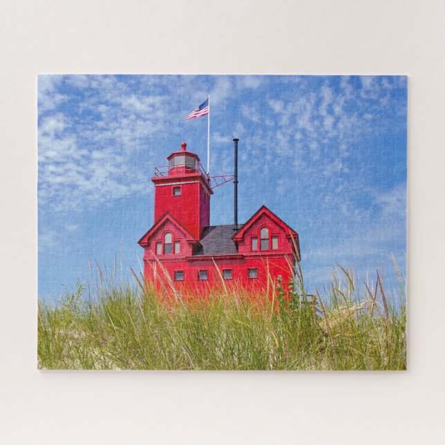 Michigan Red Lighthouse Jigsaw Puzzle (Horizontal)