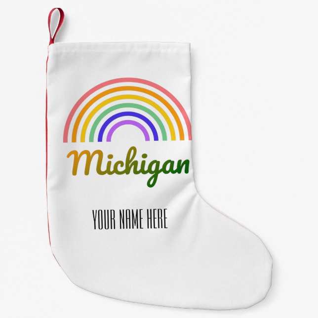 Michigan - Retro - Illustration - Personalised Small Christmas Stocking (Front)