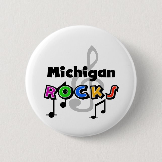 Michigan Rocks 6 Cm Round Badge (Front)