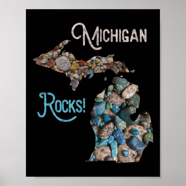Michigan Rocks Petoskey Stone Hunting Tee Great La Poster (Front)