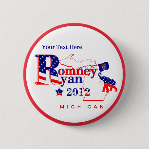 Michigan Romney and Ryan 2012 Button – Customise