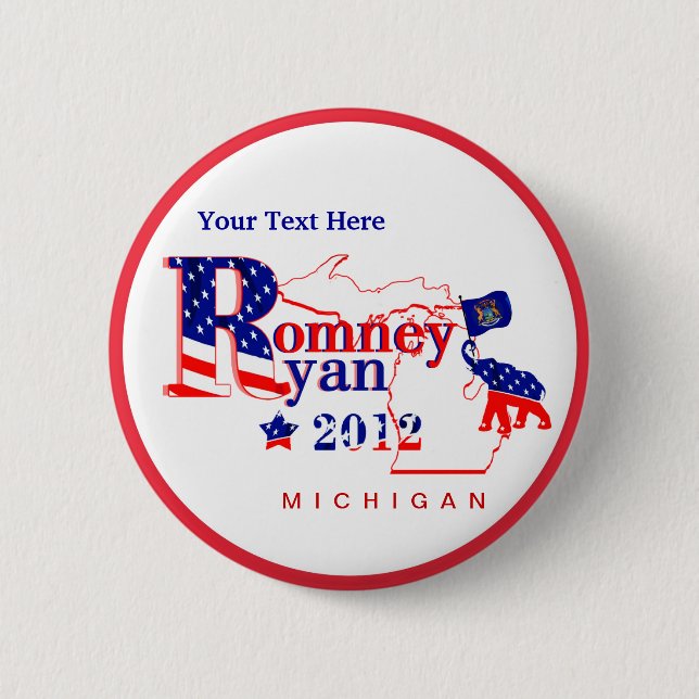 Michigan Romney and Ryan 2012 Button – Customise 2 (Front)