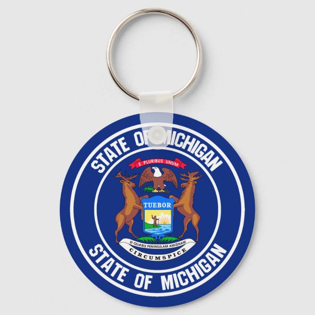 Michigan Round Emblem Key Ring (Front)