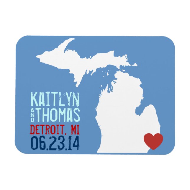 Michigan Save the Date - Customisable City Magnet (Horizontal)