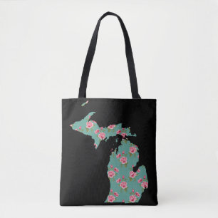 Michigan Shabby Roses and Dots Customise It Tote Bag