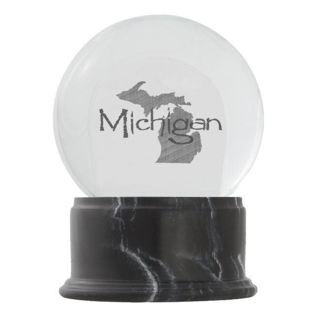 Michigan Shaped Vintage Grey Chalkboard Name Snow Globe (Front)