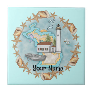 Michigan Shells Lighthouse  Tile