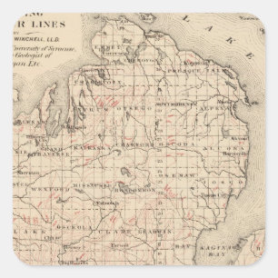 Michigan showing contour lines square sticker