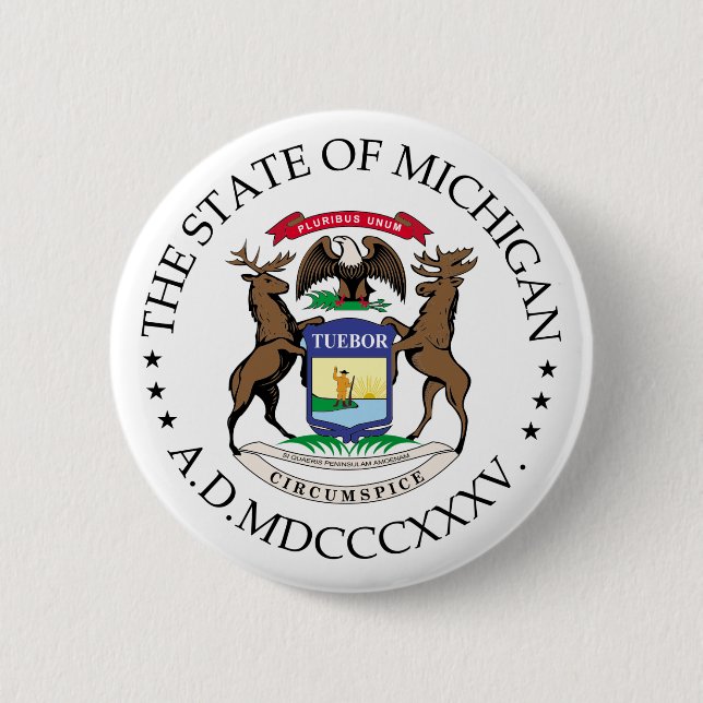 Michigan sign 6 cm round badge (Front)