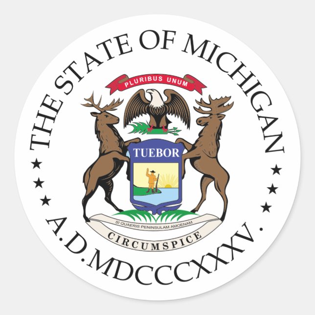 Michigan sign classic round sticker (Front)