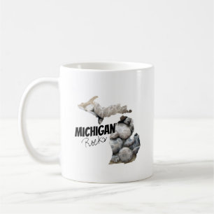 Michigan Silhouette Filled With Petoskey Stones Coffee Mug