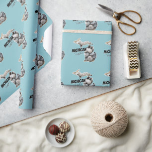 Michigan Silhouette Filled With Petoskey Stones Wrapping Paper