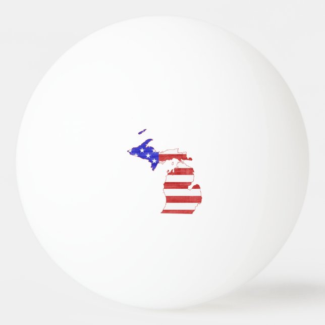 Michigan Silhouette Map Shaped American Flag Ping Pong Ball (Front)