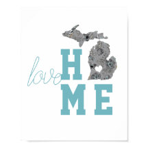 Michigan Silhouette State Love Home Typography