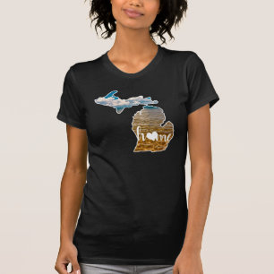 Michigan Silhouette With Home & Lake Photo T-Shirt