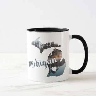 Michigan Silhouette With Typography Mug