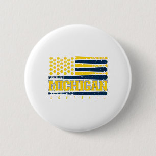 Michigan Softll Vintage Mens Kids Team Retro Softl 6 Cm Round Badge