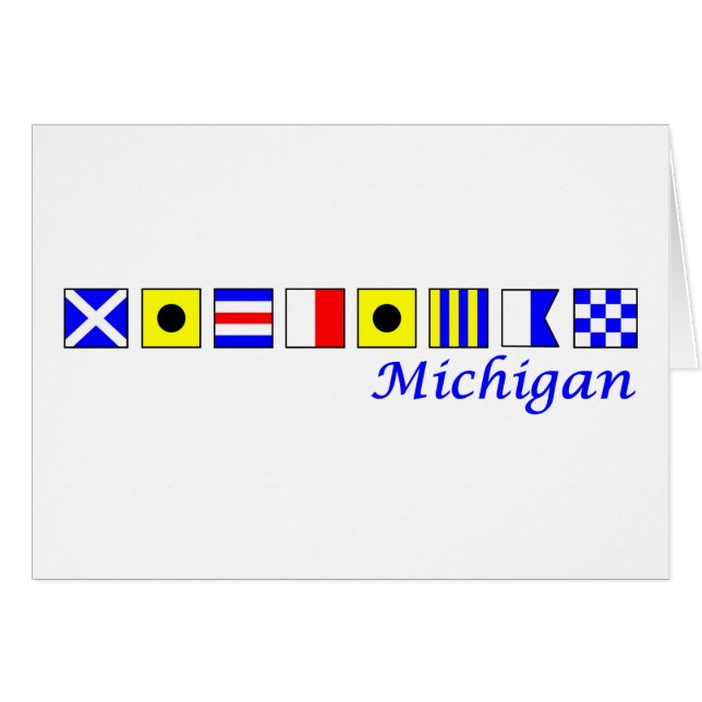Michigan spelled in nautical flag alphabet (Front Horizontal)
