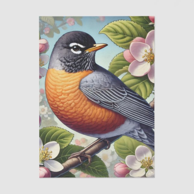 Michigan State Bird American Robin Tissue Paper (Front)