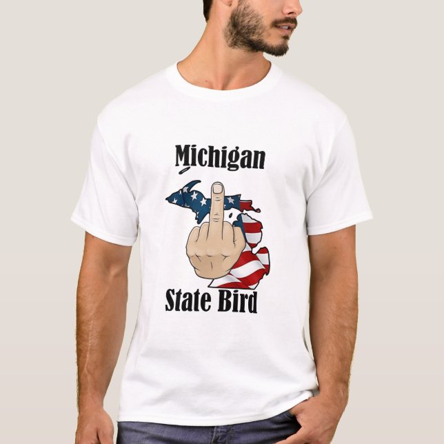 Michigan state bird t-shirt middle finger (Front)