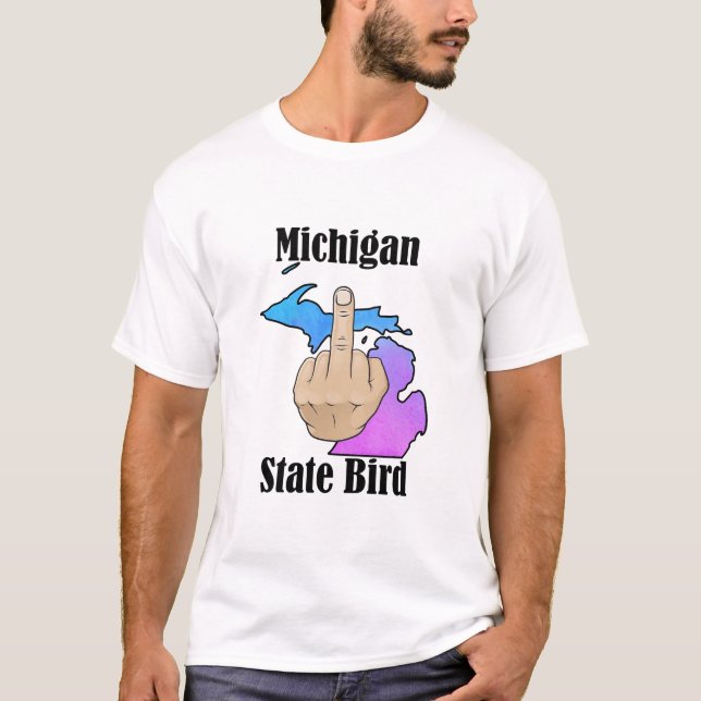 Michigan state bird t-shirt middle finger colour (Front)