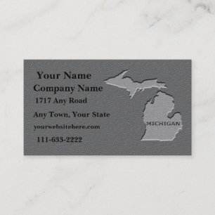 Michigan State Business card carved stone look