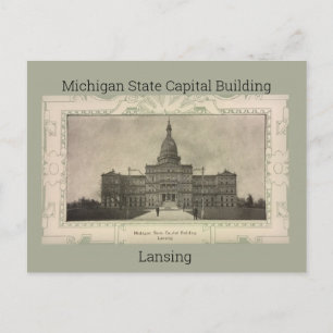 Michigan State Capital Building Postcard (1908)