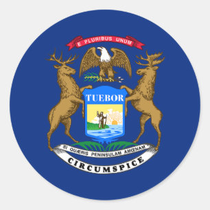 Michigan State Flag Classic Round Sticker