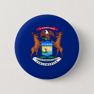 Michigan State Flag Design 6 Cm Round Badge
