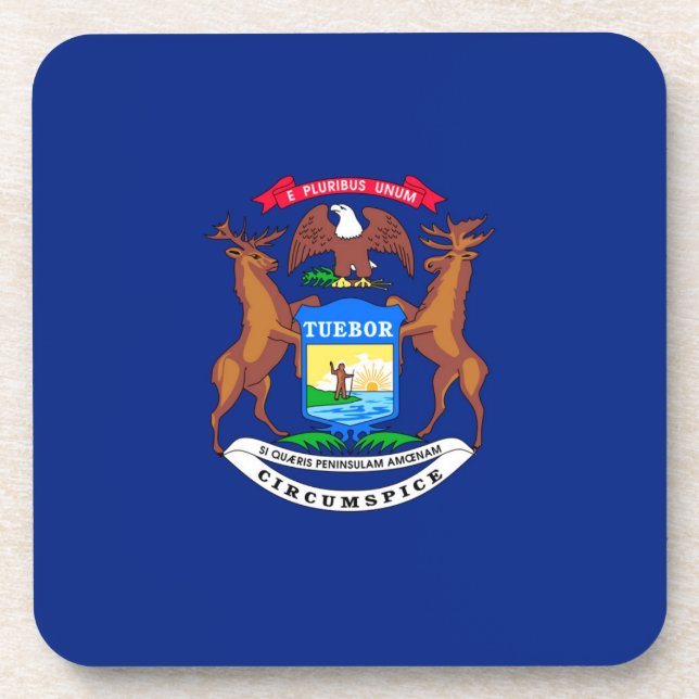 Michigan State Flag Design Coaster (Front)
