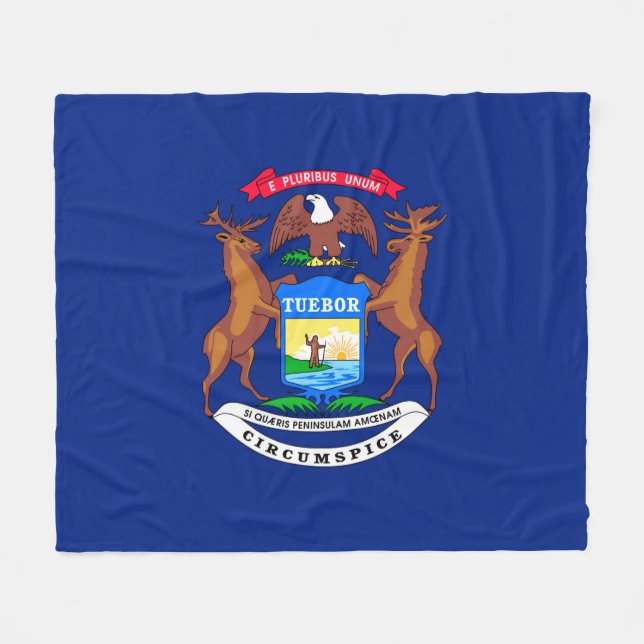 Michigan State Flag Design Fleece Blanket (Front (Horizontal))