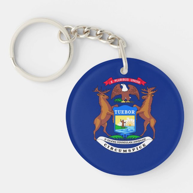 Michigan State Flag Design Key Ring (Front)