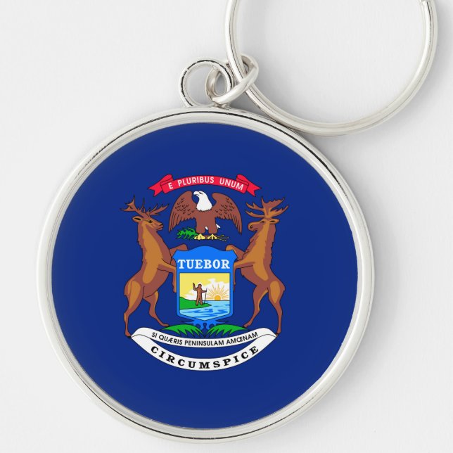Michigan State Flag Design Key Ring (Front)