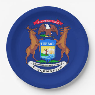 Michigan State Flag Design Paper Plate