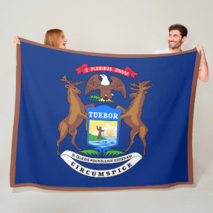 Michigan State Flag Print Patriotc Fleece Blanket
