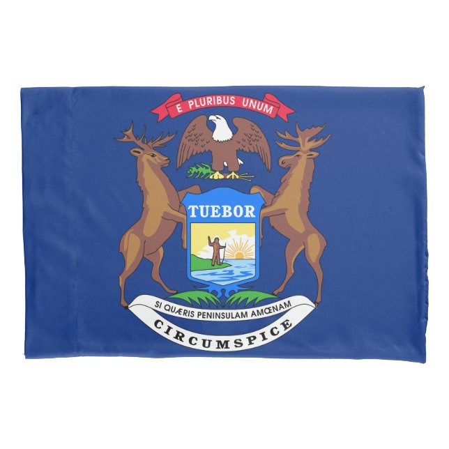 Michigan State Flag Print Patriotc Pillowcase (Front)