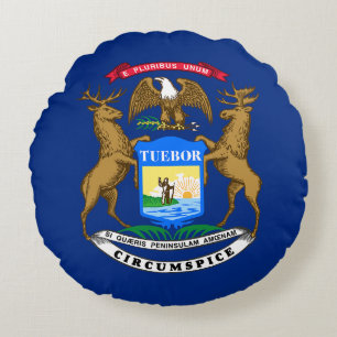 Michigan State Flag Round Cushion