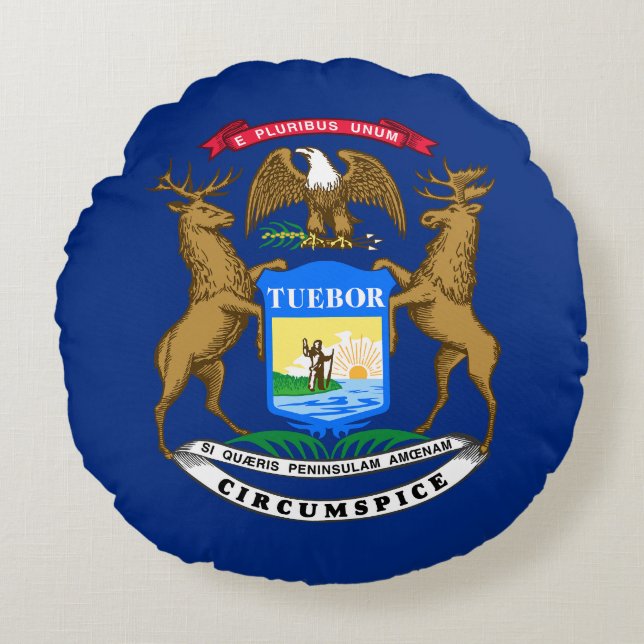Michigan State Flag Round Cushion (Front)
