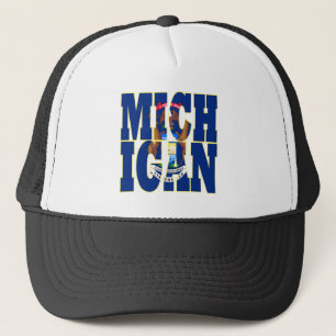 Michigan State flag text Trucker Hat