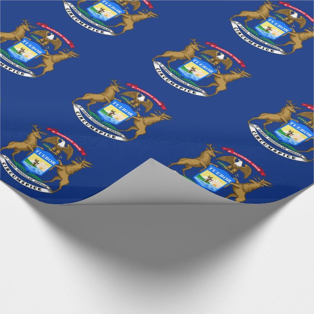 Michigan State Flag Wrapping Paper (Corner)