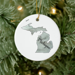 Michigan State Illustration Ceramic Ornament