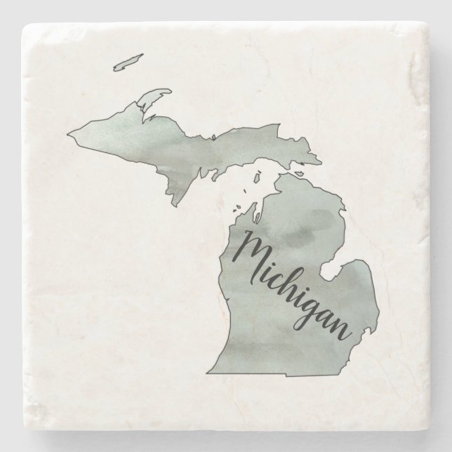Michigan State Illustration Stone Coaster (Front)