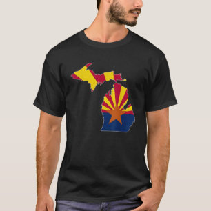 MICHIGAN STATE MAP ARIZONA AZ Flag Roots Men Women T-Shirt