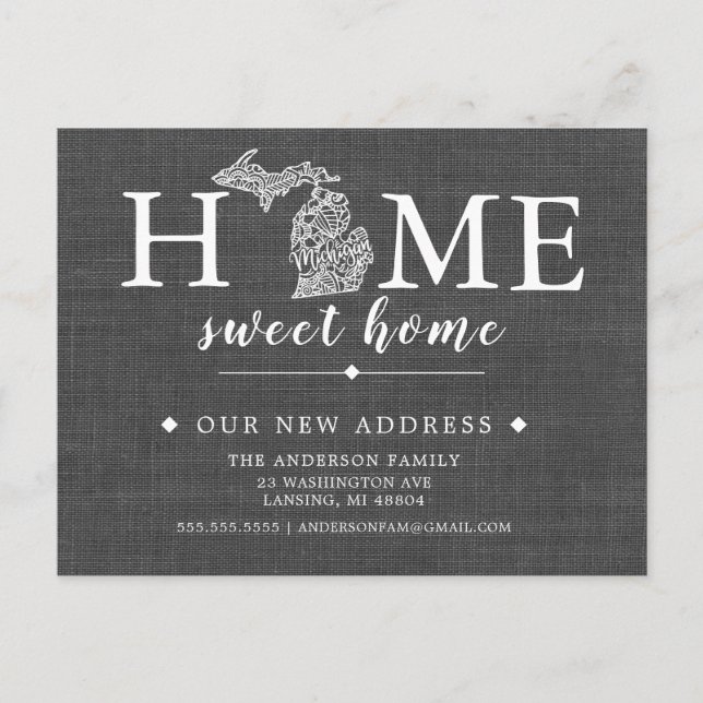 MICHIGAN State Moving Announcement Post Card (Front)