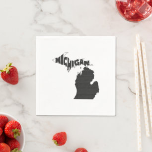 Michigan State Name Word Art Black Napkin
